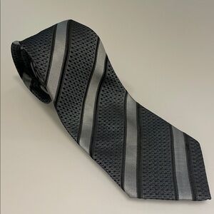 Sophisticated Black and Gray Striped Men's Tie